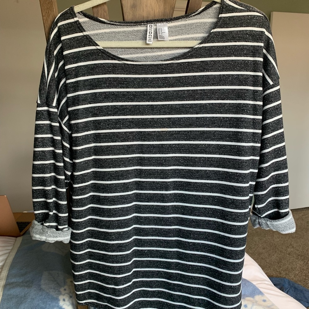 Striped sweatshirt, 3/4 sleeve